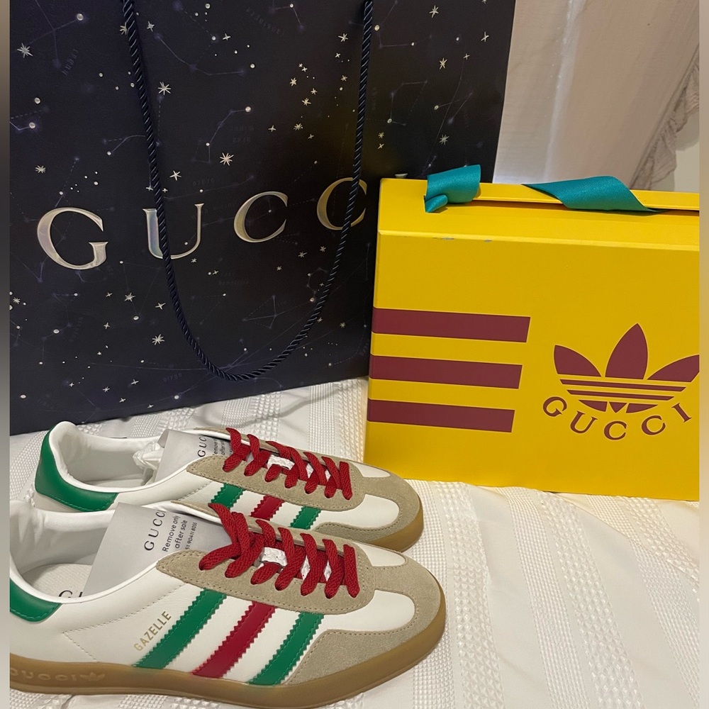 Gucci x adidas Gazelle White Green Red New